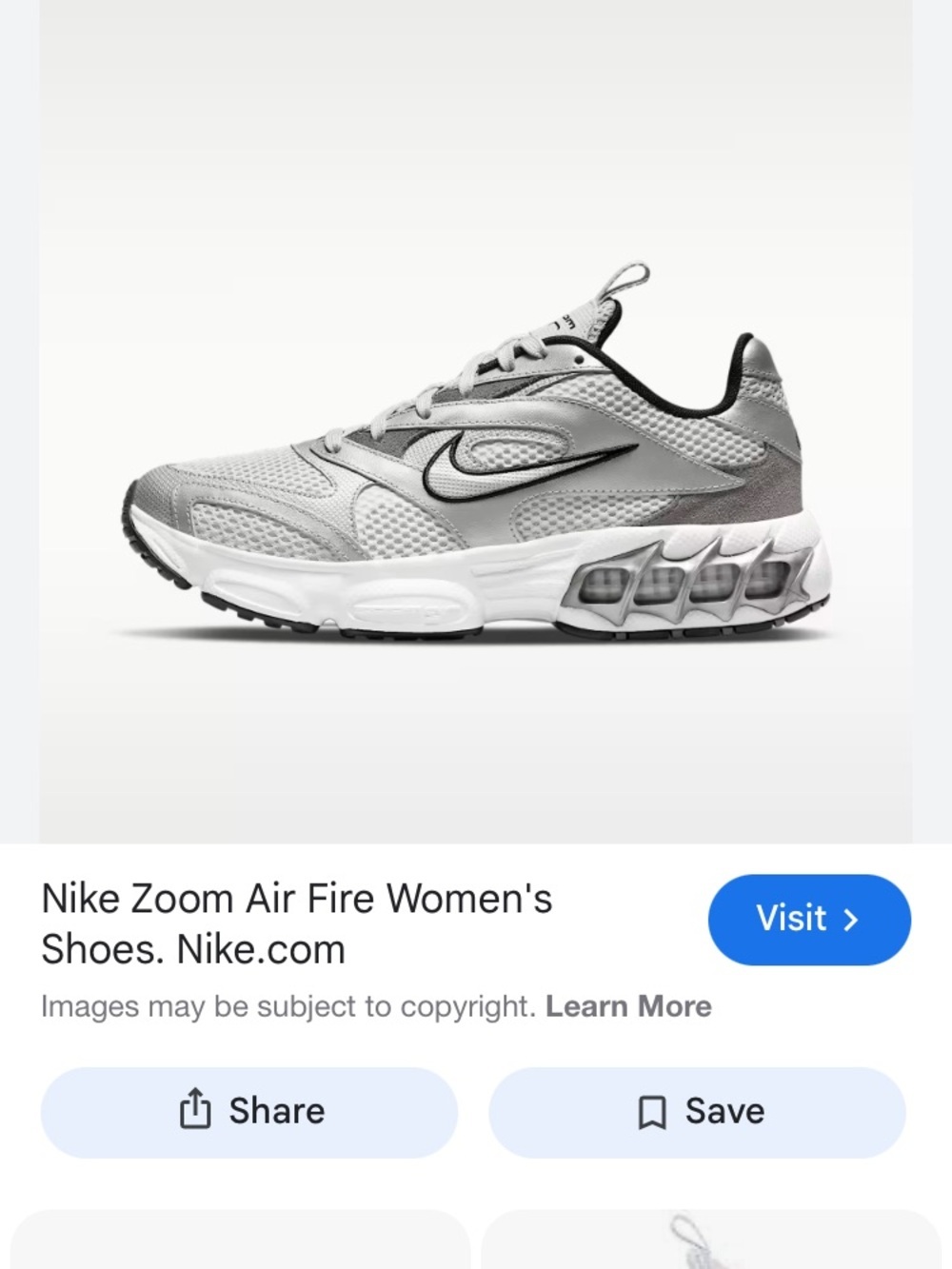 Nike Women's Zoom Air Fire in the Photon Dust and Metallic Silver colorway 6.5